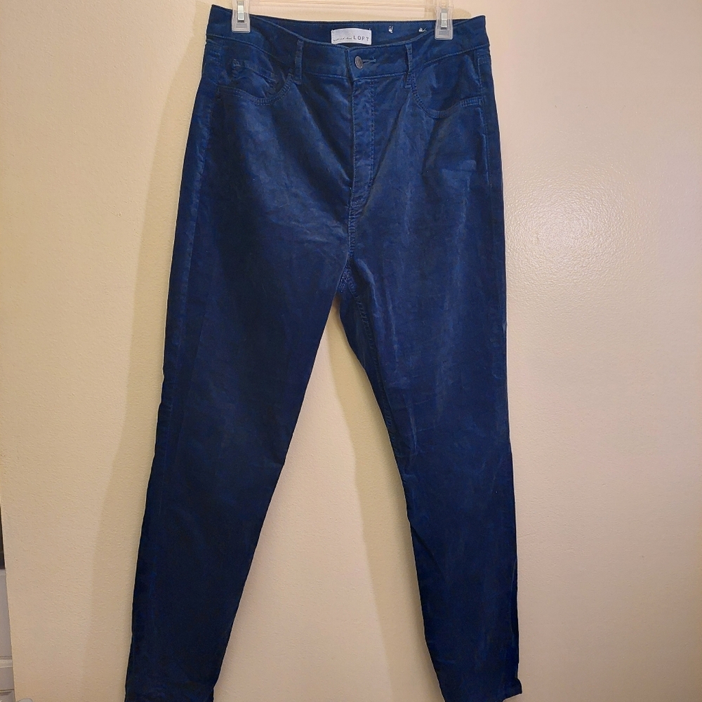 Loft Blue Velvet High Rise Casual Pants. Size 12